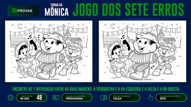 Jogo dos Sete Erros da Turma da Mônica - Jogos dos 7 Erros - Ache o Erro - Teste de Atenção