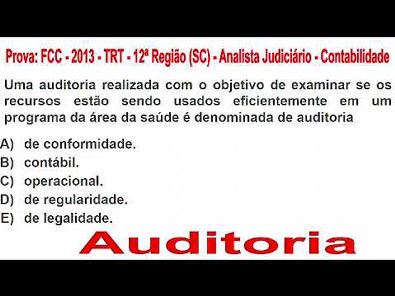 AUDITORIA - CONCURSO - Prova FCC - 2013 - TRT 12 Região (SC) - Analista Judiciário - Contabilidade