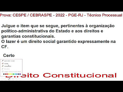 DIREITO CONSTITUCIONAL - Prova CESPE CEBRASPE - 2022 - PGE-RJ - Técnico Processual