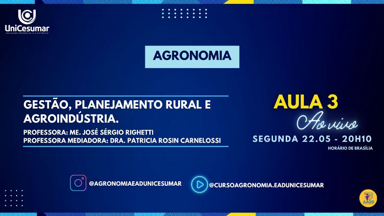 AULA AO VIVO 3 Gestão, Planejamento Rural e Agroindústria