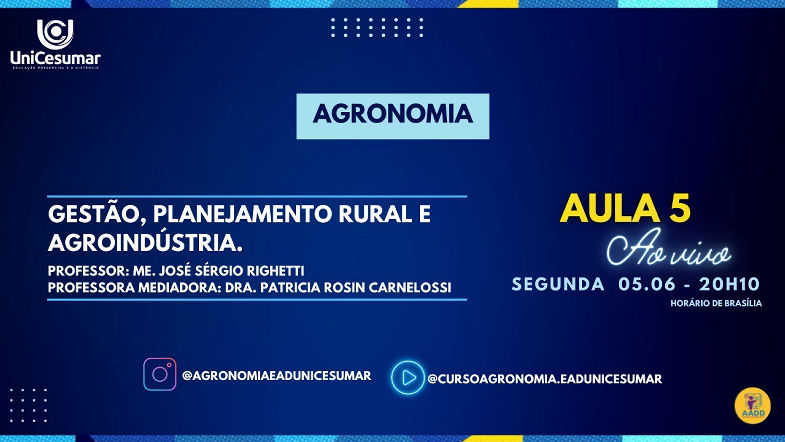AULA AO VIVO 5 Gestão, Planejamento Rural e Agroindústria