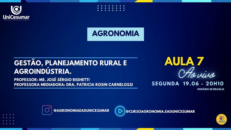 AULA AO VIVO 7 Gestão, Planejamento Rural e Agroindústria
