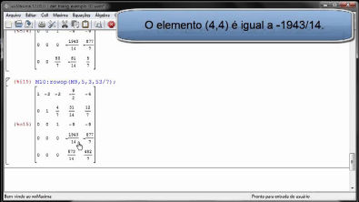 Cálculo de Determinantes por Triangularização (uso do wxMaxima) exemplo 02