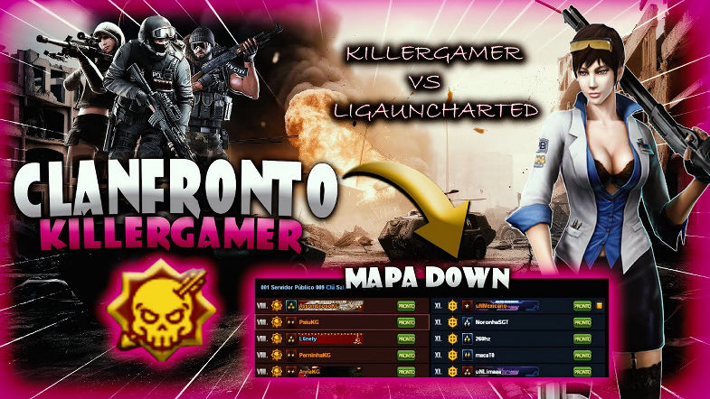 CLAN KILLERGAMER VS LIGAUNCHARTED - POINTBLANK BR MAPA DOWN LADO TR