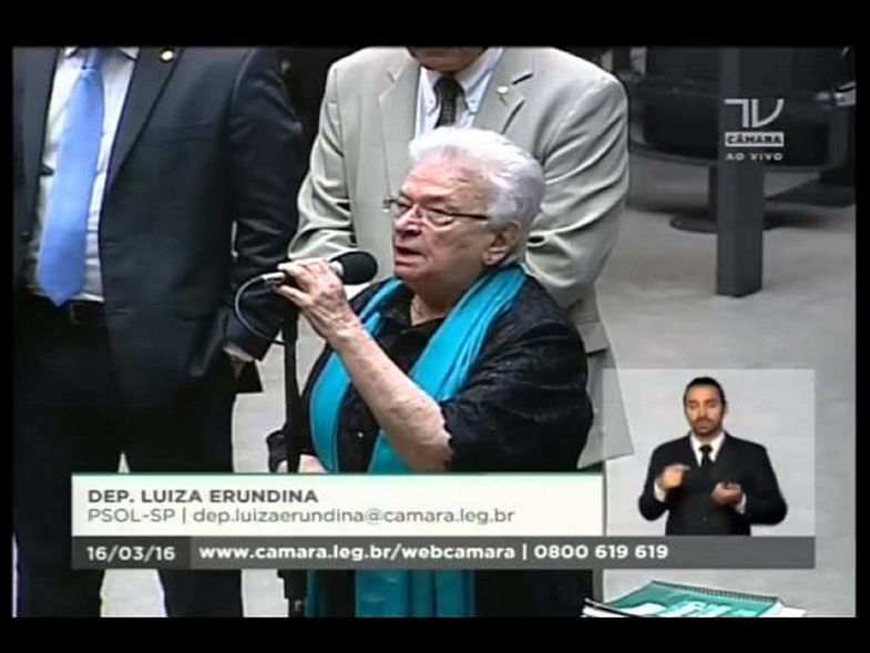 Dep. Luiza Erundina (PSOL) critica afirmações que diminuem a presidente Dilma por ser mulher
