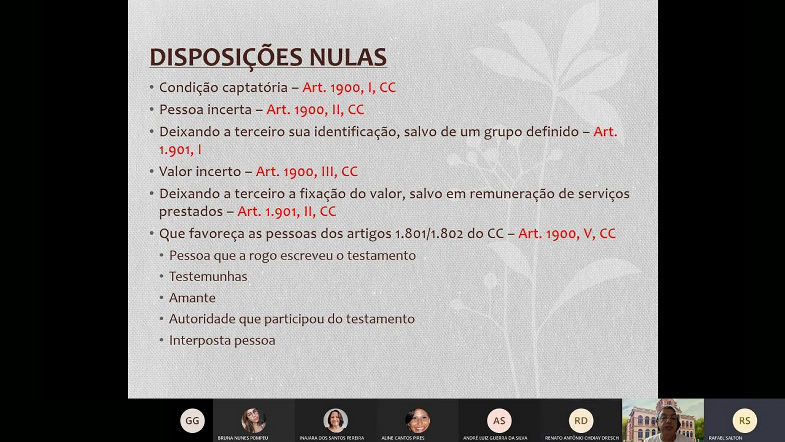 DISPOSIÇÕES TESTAMENTARIAS NULAS