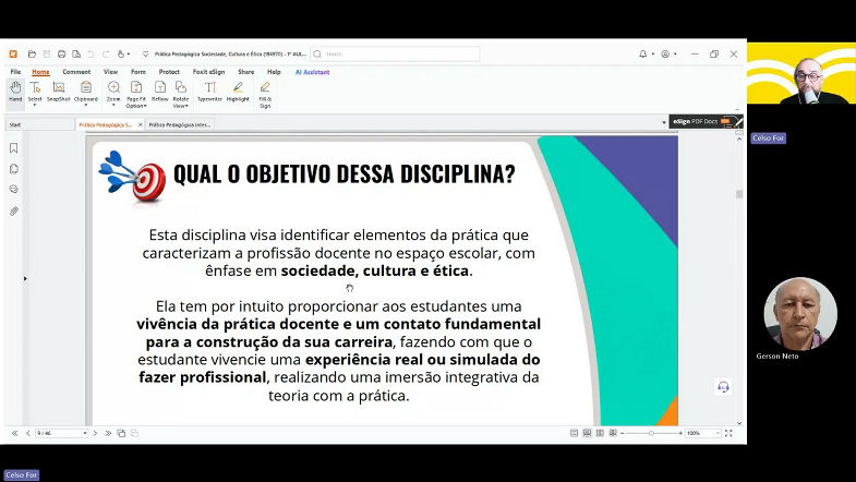 Aula com o Professor - Prática Pedagógica Sociedade, Cultura e Ética - FLD6665730HUM