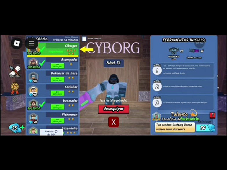 Comprei a classe ciborg do 99 noites na floresta