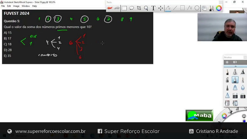 MABA VESTIBULARES - FUVEST - 2024 - NÚMEROS PRIMOS - Com prof. Cristiano Andrade
