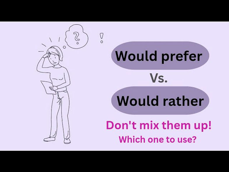 English Grammar Exercise Learn"Would rather" vs "Would prefer" in Minutes.