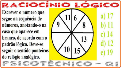 Raciocínio Lógico Relógio Figuras Teste psicotécnico QI Quociente de Inteligência Detran Concurso RL