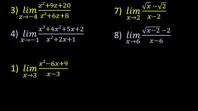 Cálculo 1 - Limites - Exercícios Exemplos resolvidos indeterminação 0/0 [parte 1]