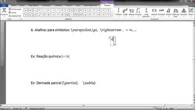 Lista completa de atalhos para digitar equações no Microsoft Word 2010