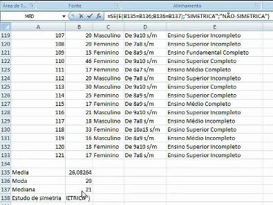 Como calcular algumas medidas estatísticas no Excel