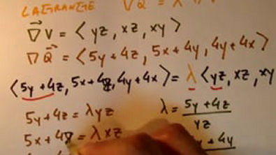 Cálculo - Multiplicadores de Lagrange, problema da