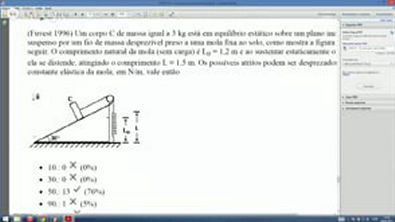 Exercício - Os Princípios da Dinâmica - (Fuvest 1996) Um corpo C de massa igual a 3 kg está em equilíbrio