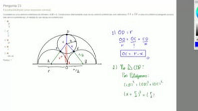 Exercício - Teorema de Pitágoras e Triângulos Retângulos - Considere-se uma semicircunferência de diâmetro AOB