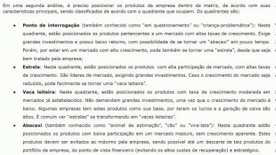 Estratégia Empresarial - Matriz BCG- QUESTÕES DE CONCURSOS