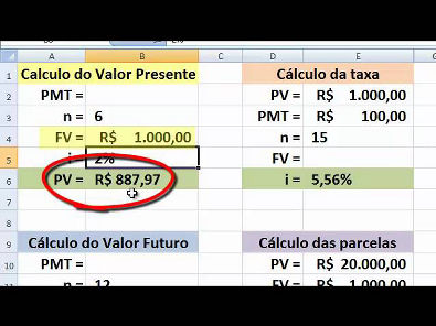 Matemática Financeira: Usando o Excel