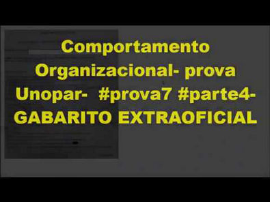 Comportamento Organizacional- prova Unopar- #prova8 #parte1- GABARITO EXTRAOFICIAL