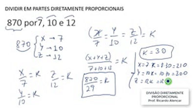 DIVISÃO DIRETAMENTE PROPORCIONAL - Matemática