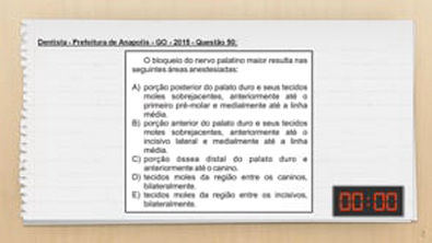 Bloqueio do Nervo Palatino Maior - Anestesiologia - Questao #56 - Concurso Publico Odontologia