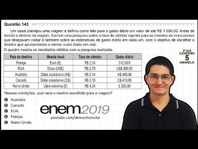 ENEM 2019 - MULTIPLICAÇÃO COM NÚMEROS DECIMAIS E TAXA DE CÂMBIO - # 143