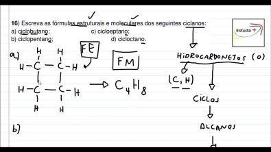 Escreva as fórmulas estruturais e moleculares dos seguintes ciclanos: