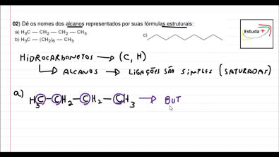 Dê os nomes dos alcanos representados por suas fórmulas estruturais: