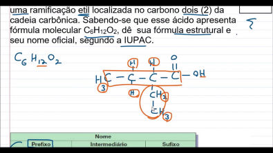Nomenclatura de ácidos carboxílicos, fórmula estrutural e molecular