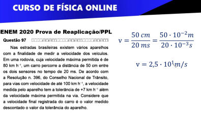 Converter velocidade - ENEM 2020 Reaplicação/PPL Nas estradas ...