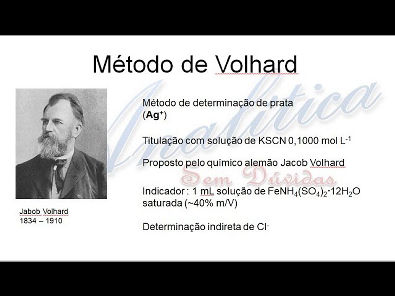 Equilíbrio solubilidade 9 Volumetria de precipitação Metodo de Volhard e retrotitulação