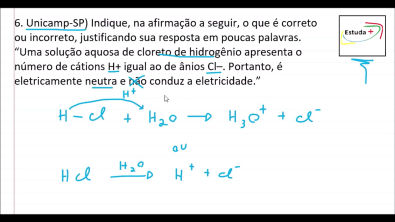 Solução aquosas de cloreto de hidrogênio e a Ionização desse ácido
