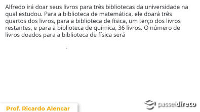 Problema de matematica com fração doação a biblioteca