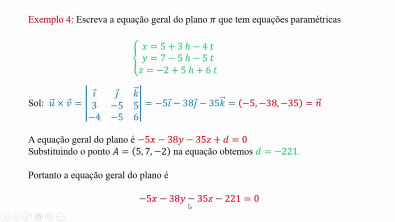 Aula 3 de planos (Equações paramétricas e equação segmentária do plano)