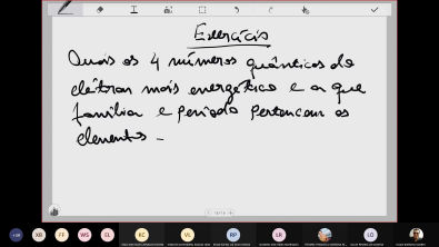 Vídeo aula - localizando um elemento na tabela periódica e encontrando os quatro números quânticos.