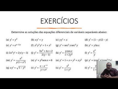 EQUAÇÕES DIFERENCIAIS (01) Exercícios de Eq com variáveis separáveis